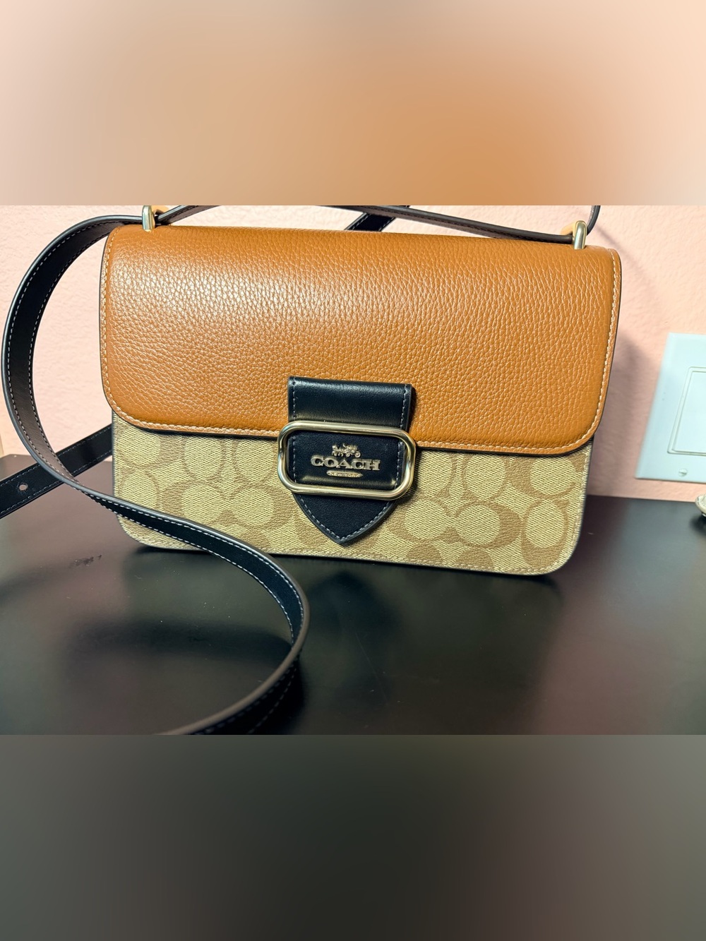 Coach Large Two-Tone Signature Morgan Shoulder or Cross Body Bag